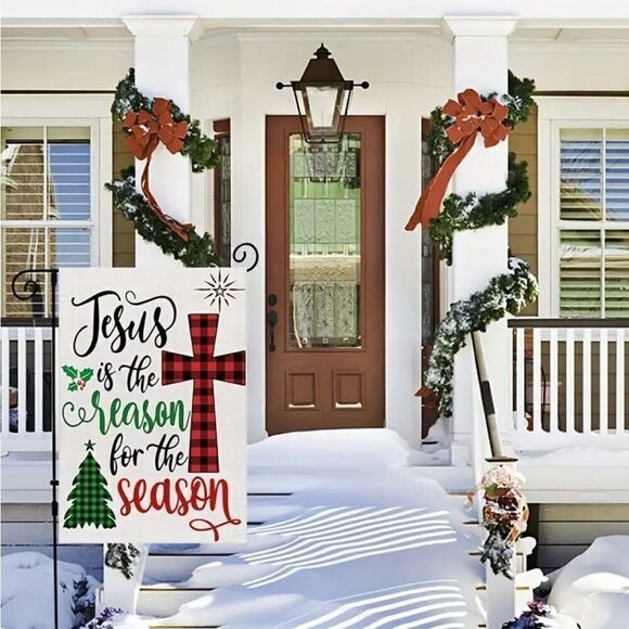 Jesus Is The Reason For The Season Christmas Garden Flag Double Sided New - Picture 5 of 8